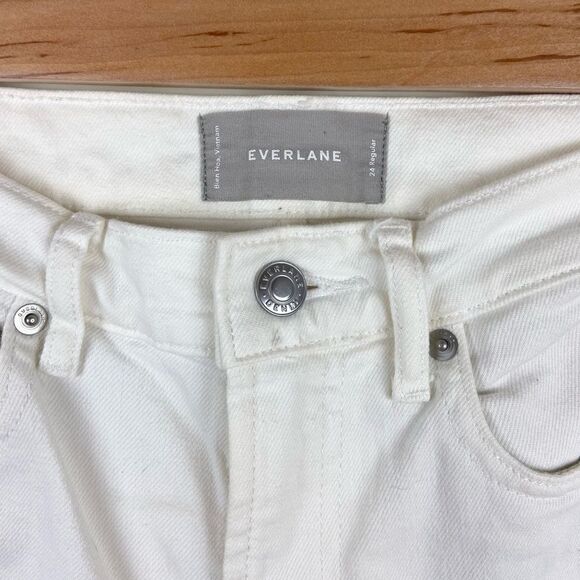 Everlane High-Rise Kick Crop Frayed Hem Jeans - White - Picture 8 of 8